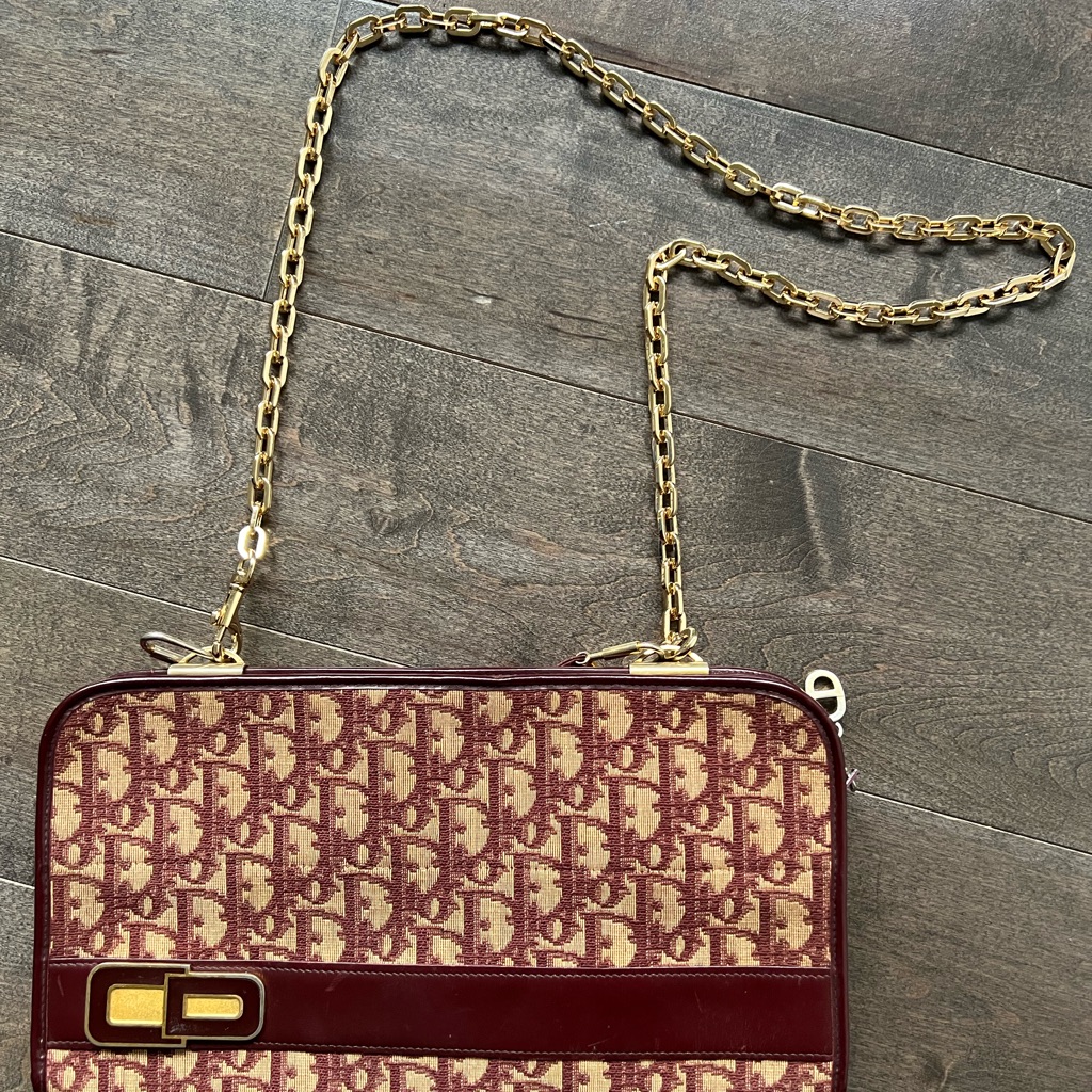 Authentic Vintage Christian Dior Burgundy Monogram Shoulder Bag Authentic Vintage Christian Dior Burgundy Monogram Shoulder Bag